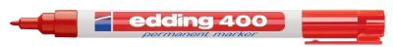 Marker permanent Edding 400, corp plastic, varf rotund, 1 mm, rosu