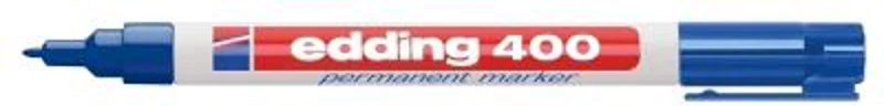 Marker permanent Edding 400, corp plastic, varf rotund, 1 mm, albastru