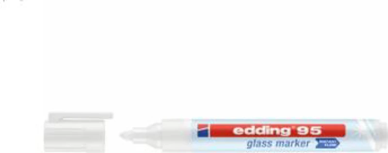 Marker pentru sticla Edding 95, corp plastic, varf rotund, 1. 5-3 mm, alb