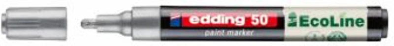 Marker cu vopsea pe baza de apa Edding Ecoline 50, corp din plastic reciclat, varf rotund, 2-3 mm, argintiu