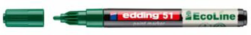 Marker cu vopsea edding Ecoline 51, corp din plastic reciclat, varf rotund, 1-2 mm, verde