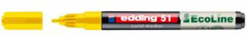 Marker cu vopsea edding Ecoline 51, corp din plastic reciclat, varf rotund, 1-2 mm, galben
