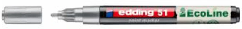 Marker cu vopsea pe baza de apa Edding Ecoline 51, corp din plastic reciclat, varf rotund, 1-2 mm, argintiu