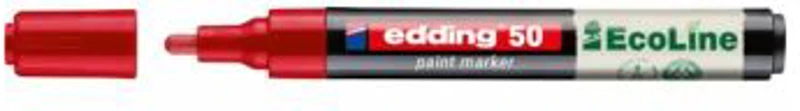 Marker cu vopsea pe baza de apa edding Ecoline 50, corp din plastic reciclat, varf rotund, 2-3 mm, rosu