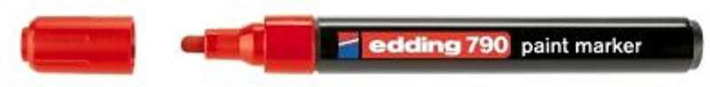 Marker permanent Edding 790, cu vopsea, corp plastic, varf rotund, 2-3 mm, rosu