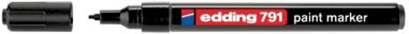 Marker permanent Edding 791, cu vopsea, corp plastic, varf rotund, 1-2 mm, negru