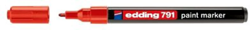 Marker permanent Edding 791, cu vopsea, corp plastic, varf rotund, 1-2 mm, rosu