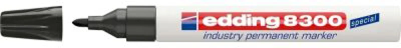 Marker permanent Edding 8300 Industrial, corp metalic, varf rotund, 1. 5-3 mm, negru