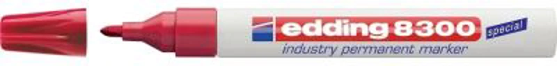 Marker permanent Edding 8300 Industrial, corp metalic, varf rotund, 1. 5-3 mm, rosu