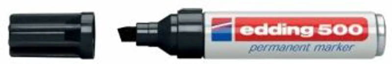Marker permanent Edding 500, negru, corp aluminiu, varf retezat, 2-7 mm, negru