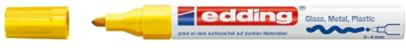Marker permanent Edding 750, cu vopsea, corp metalic, alb, varf rotund, 2-4 mm, galben