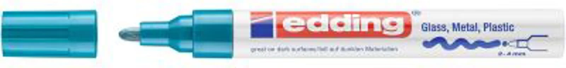 Marker permanent Edding 750, cu vopsea, corp metalic, varf rotund, 2-4 mm, bleu