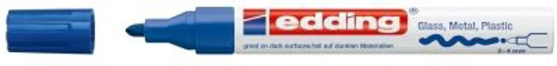 Marker permanent Edding 750, cu vopsea, corp metalic, varf rotund, 2-4 mm, albastru