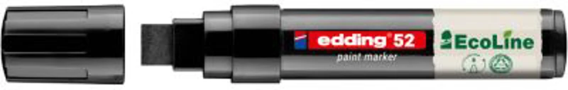 Marker cu vopsea pe baza de apa Edding Ecoline 52, corp din plastic reciclat, varf tesit, 4-15 mm, negru