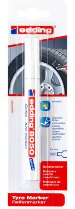 Marker Edding 8050, pentru anvelope, varf rotund 2- 4 mm, alb, blister