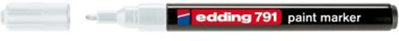 Marker permanent Edding 791, cu vopsea, corp plastic, varf rotund, 1-2 mm, alb