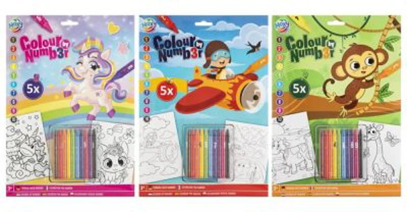 Fise de colorat pe numere, Creative Craft, A4, creioane colorate, diverse mod