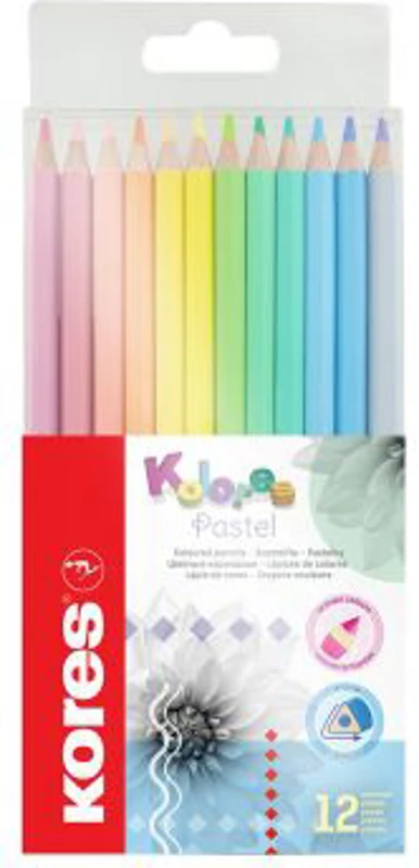 Creioane triunghiulare Kores, 12 culori/set