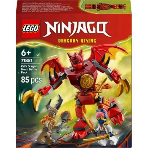 LEGO NINJAGO. Pachet de lupta cu robotul dragon al lui Kai 71851, 85 piese