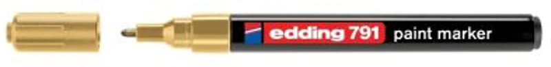 Marker permanent Edding 791, cu vopsea, corp plastic, varf rotund, 1-2 mm, auriu
