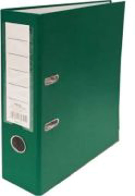 Biblioraft plastifiat dezasamblat, A4, portret, 7. 5cm, verde, buzunar eticheta, inele metalice