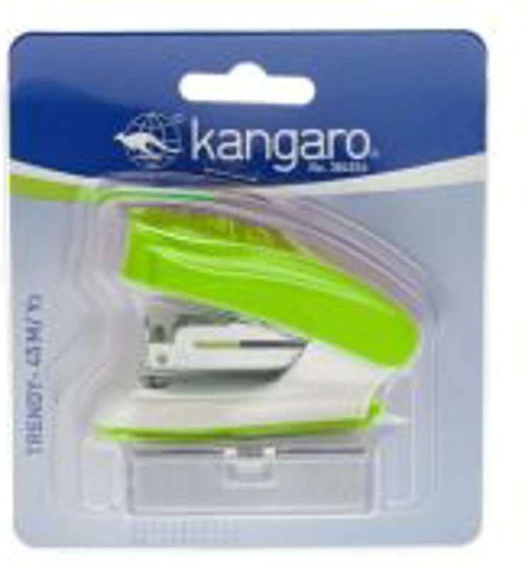 Capsator Kangaro TRENDY-45M/Y2, 24/6, 15 coli, verde, blister (+ capse 24/6)