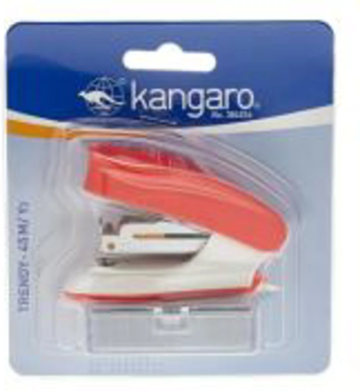 Capsator Kangaro TRENDY-45M/Y2, 24/6, 15 coli, rosu, blister (+ capse 24/6)