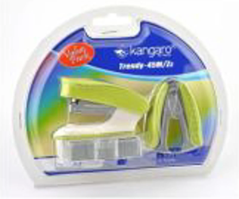 Capsator Kangaro TRENDY-45M/Z3, 24/6, 15coli, verde, blister (+ decapsator, + capse 24/6)