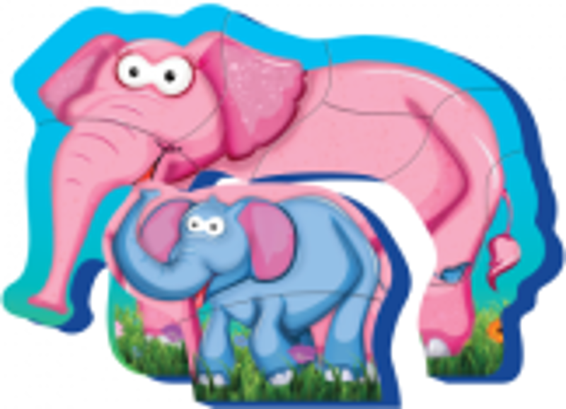 PUZZLE DIN SPUMA EVA-MAMA SI PUIUL ELEFANT,8 PIESE, PUEDO