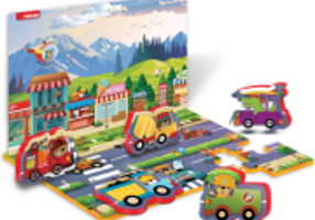 PUZZLE DIN SPUMA EVA, MASINI SI SEMNE DE CIRCULATIE, 17 PIESE, PUEDO