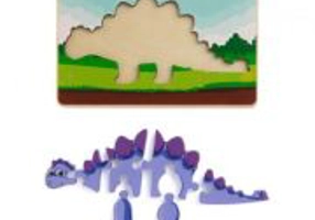 PUZZLE DIN LEMN STEGOZAUR, 8 PIESE, MOMKI