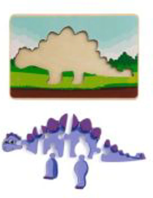 PUZZLE DIN LEMN STEGOZAUR, 8 PIESE, MOMKI