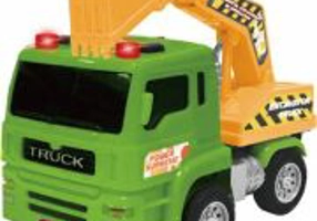 VEHICULE CU LUMINI, SUNETE SI FRICTIUNE, SCARA 1/24, 15CM, EXCAVATOR