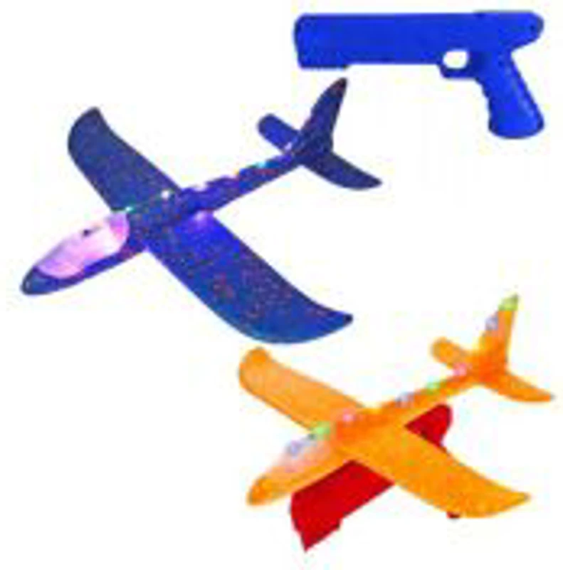 Pistol lansator cu avion din polistiren, led, 38 cm