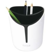 Suport instrumente de scris Eagle P5129, 11. 3x13. 3cm, 3 compartimente detasabile, plastic, alb-negru