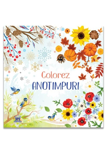 Colorez anotimpuri - Carte de colorat + 12 creioane colorate
