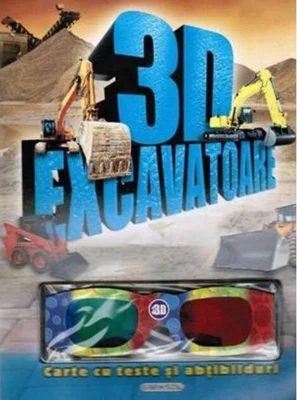 3D - Excavatoare. Carte cu teste și abțibilduri