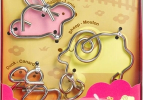 Set 3 puzzle-uri metalice pentru copii - Animale domestice