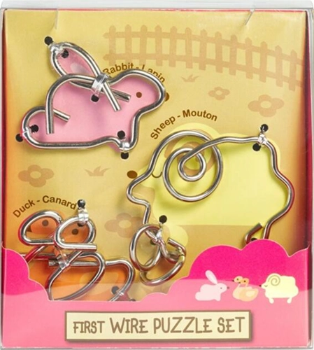 Set 3 puzzle-uri metalice pentru copii - Animale domestice