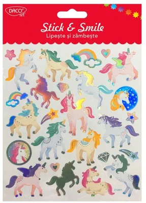 Abțibild DACO Lipește și zâmbește, unicorni - AB059