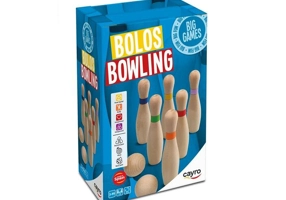 Joc din lemn bowling Cayro cu 6 popice, 2 bile, și un sac de transportat