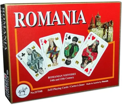 Cărți de joc România, produse de Piatnik, 2 pachete de cărți în cutie de lux