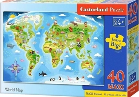 Puzzle 40 piese „Maxi World Map”