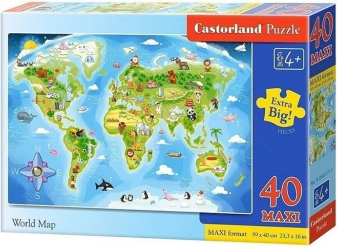 Puzzle 40 piese „Maxi World Map”