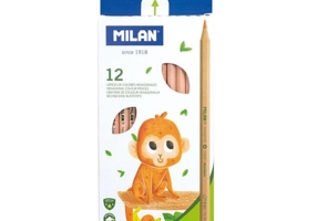 Creioane colorate hexagonale Milan, 12 culori, lemn certificat FSC