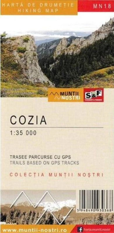Munții Cozia. Hartă de drumeție