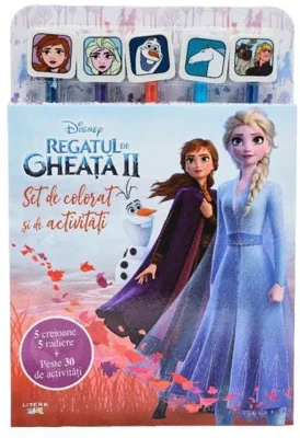 Regatul de gheață II. Set de colorat și de activități (conține 5 creioane și 5 radiere)