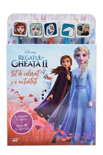 Regatul de gheață II. Set de colorat și de activități (conține 5 creioane și 5 radiere)