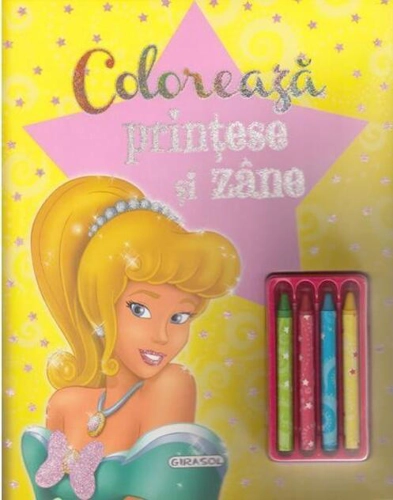 Colorează prințese și zâne (+4 creioane)