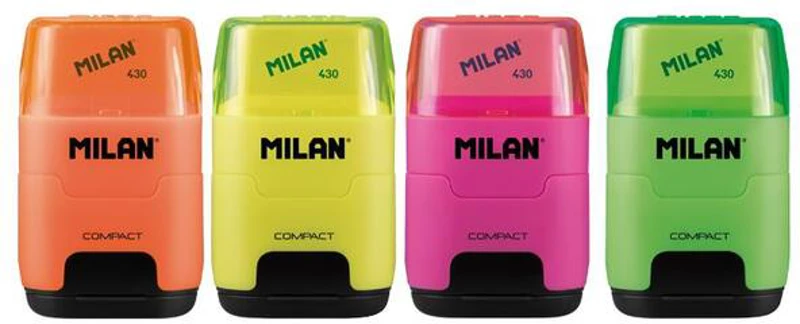 Ascuțitoare cu radieră Milan Compact Fluo